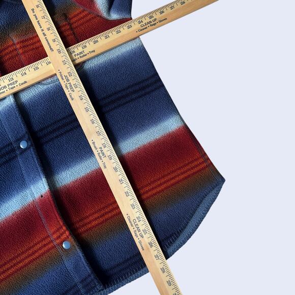 Ms Lee Reversible Southwestern Fleece Shirt Jacket Blue Red Striped 90s - Picture 6 of 11